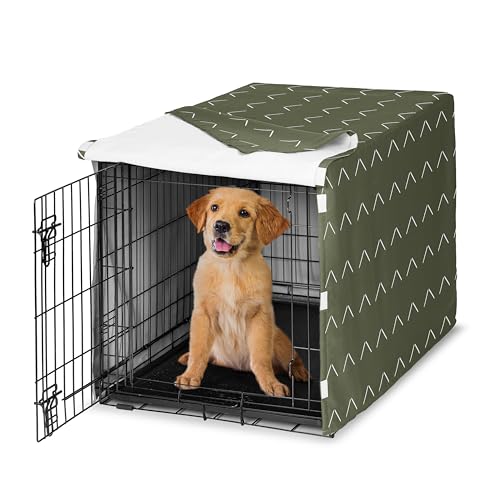 36in. Medium Dog Crate Cover (Green and White Arrows / 36.0"L x 23.5"W x 24.0"H)