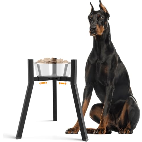 Elevated Dog Bowl Stand for Large Dogs (Height: 16.9", Width: 8.3-12.6" / Black, 16.9H-Square)