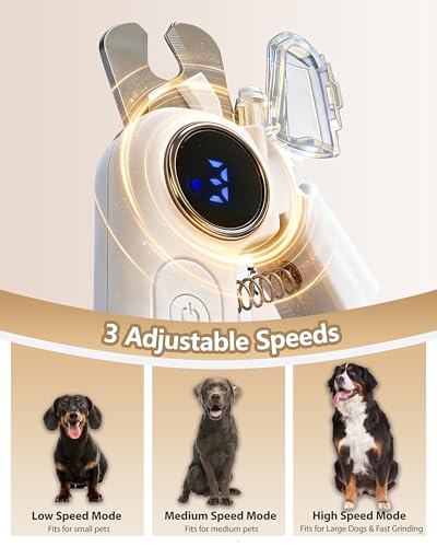 2-in-1 Pet Nail Clipper and Grinder with LED Light & Safety Guard - Painless Quiet Grooming Tool for Small & Large Dogs & Cats, Avoid Overcutting Professional Pet Trimmer