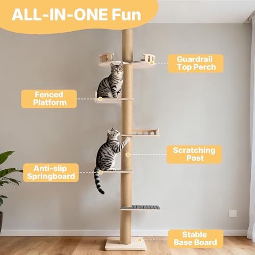 Floor to Ceiling Cat Tree (Beige)