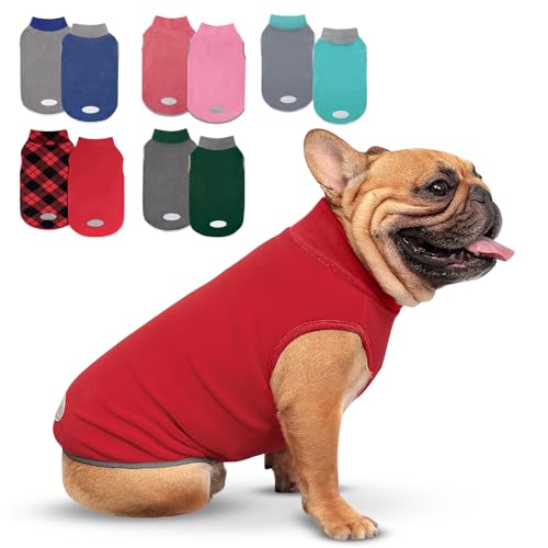 2 Pack Fleece Dog Sweater Pullover Lightweight Reflective Jacket (XXX-Large / Red & Fuschia)