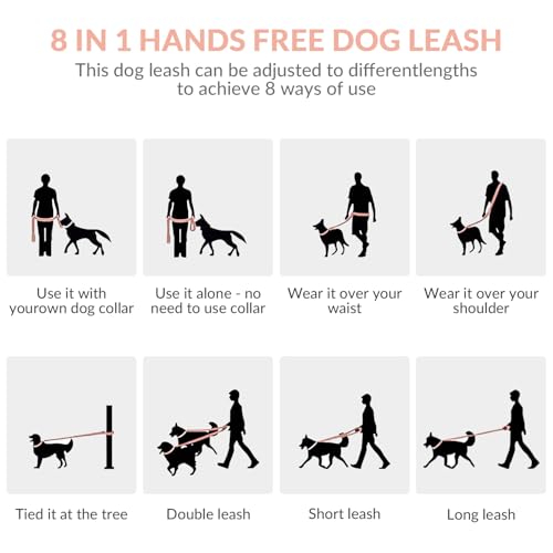 8.2ft Hands Free Dog Leash (Pink)