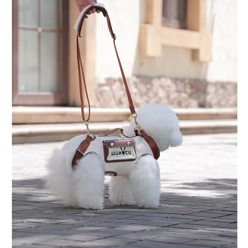 Dog Lift Harness Dog Carrier VES Harness Adjustable Leash with Small Puppy Treat Bag (Large(11-16 LBS) / 1.0 White)
