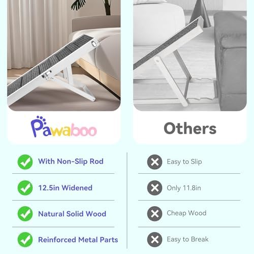 2026 Upgraded Small Dog Ramp for Couch Foldable (W-white / 80×30cm-for couch)