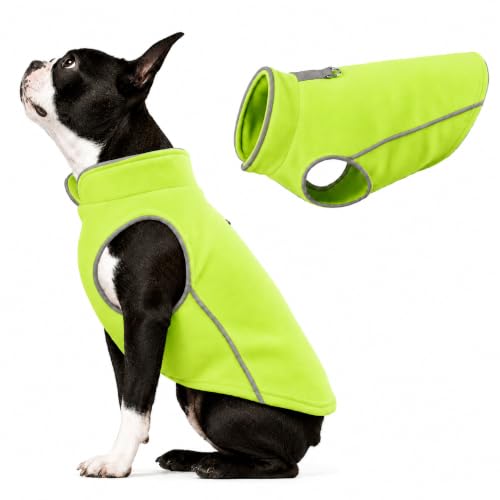 Fleece Vest Dog Sweater with Leash Ring (M (6-10lbs) / Neon Green)