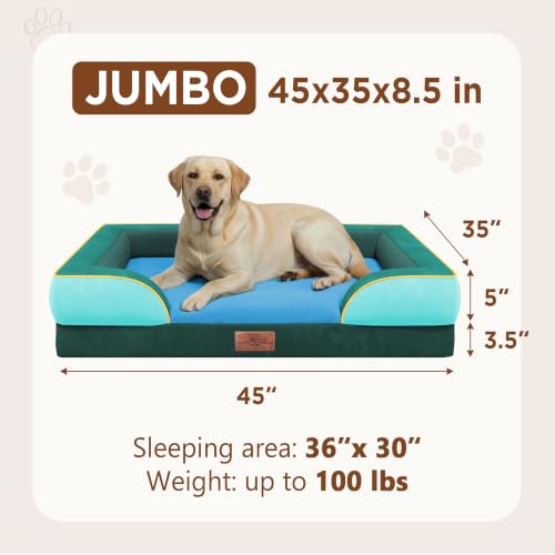 Orthopedic Dog Bed for Extra Large Dogs with Bolster (45.0"L x 35.0"W x 8.5"Th / Seattle)
