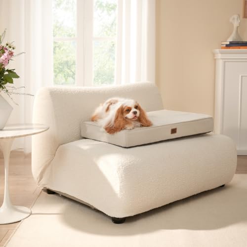 Orthopedic Dog Crate Beds for Medium Dogs (Beige / 30*20*3 Inches)