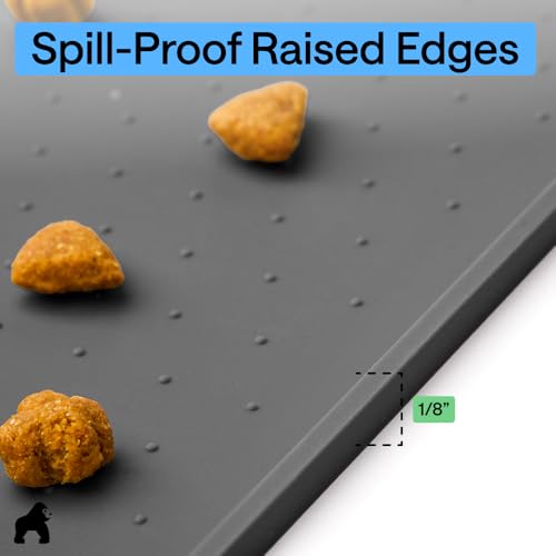 Dog Food Mat 100% Waterproof Silicone (Charcoal / 32"l X 24"w)