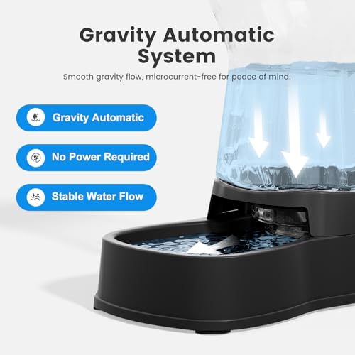 1.0Gal Gravity Automatic Dog Water Bowl Dispenser 100% BPA Free (Black)