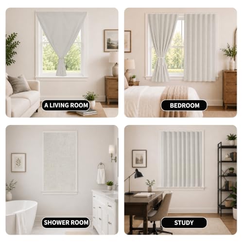 100% Blackout Stick on Curtains (Light Beige / 46"W x 72"H)