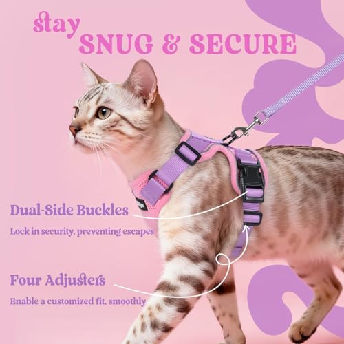 Cat Harness and Leash Set (M / Pink & Light Purple)