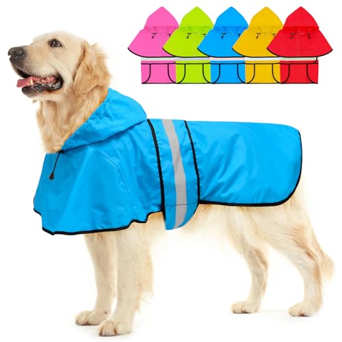 Hooded Dog Raincoat (Blue / Large)