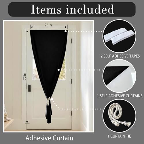100% Blackout French Door Curtain (24"W x 72"L (Pack of 1) / Black)