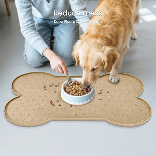 Dog Food Mat Anti (19.4" x 9.8" / Khaki)