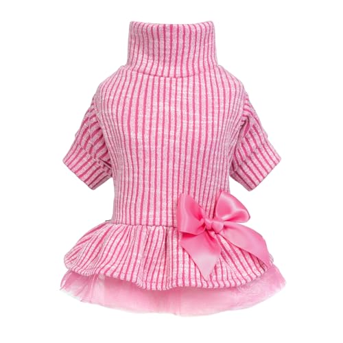 Ribbed Knitted Dog Tutu Dress (X-Small / Light Pink)