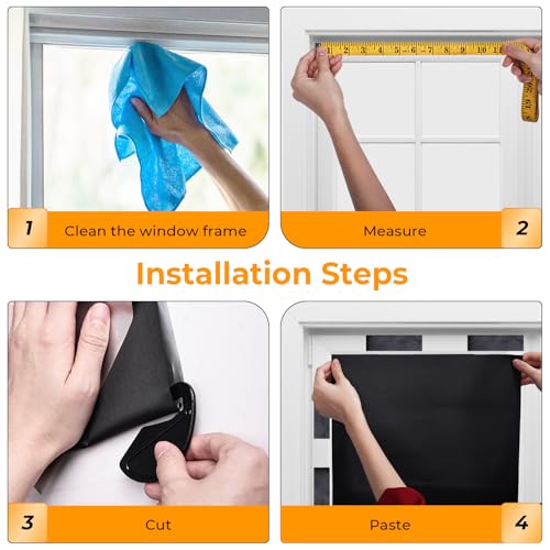 Temporary Blackout Window Cover (58'' x 39'' (Pack of 1) / Black)