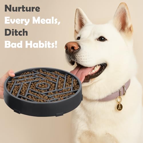 Slow Feeder Dog Bowls Large Medium Breed (Gray)