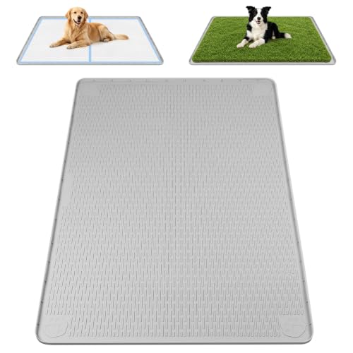 Silicone Dog Pee Pad Holder 40" x 28" Potty Training Tray (40"x28" / Light Gray)