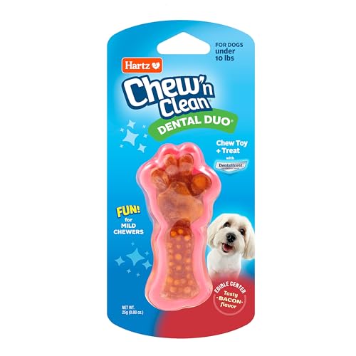 Chew 'n Clean Dental Duo Bacon Flavored Dental Dog Chew Toy and Treat (X-Small (Pack of 1) / 1 Count)