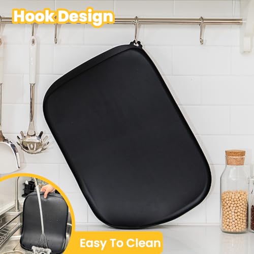 Silicone Dog Food Mat with Side Pocket & Hook Hole (24"L x 16"W / Grey)