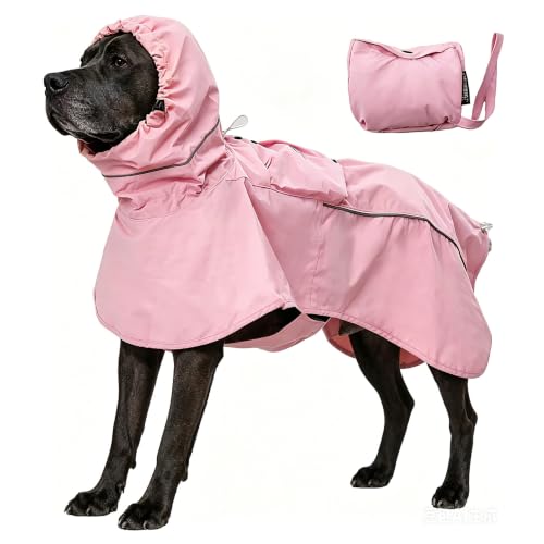 Dog Raincoat Waterproof Rain Jacket for Small Medium Large Dogs (Pink / X-Large(39-66lb))