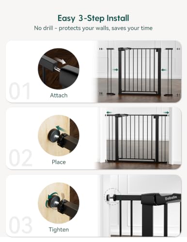 36 57" Extra Wide Baby Gate for Stairs No Drilling (Black / 30"Tall 36"-57" Wide)