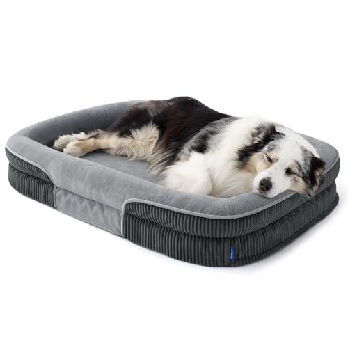 XLPro 360°Oval Bolster Orthopedic Dog Beds Large Sized Dog (Charcoal / 45"lx32"wx7"th)