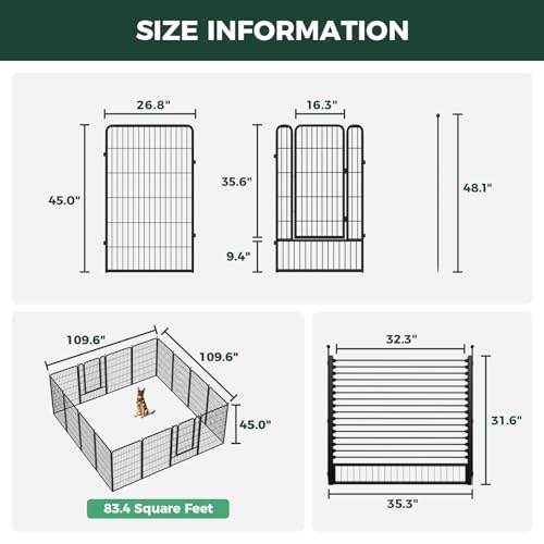 Rollick Dog Playpen with RV Step Grid (Black / 45"H)