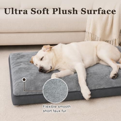 Dog Crate Bed Waterproof Deluxe Plush Dog Beds with Removable Washable Cover Anti (41.0"L x 27.0"W x 3.0"Th / Grey)