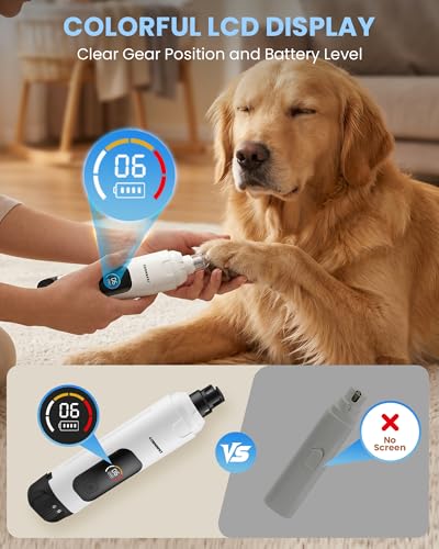 Dog Nail Grinder with New LCD Display (White)