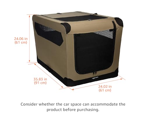 Portable Folding Soft Dog Crate for Cat (Tan / L 36" x 24" x 24")