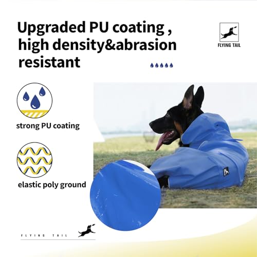 Easy Sporting Dog Raincoat with Soft Non (Large / Blue)