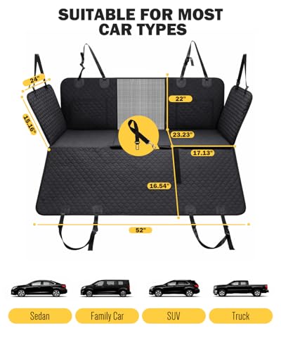 Dog Seat Cover for Back Seat (Black / L - For Cars/ Mid-Size SUV/ Small Truck)