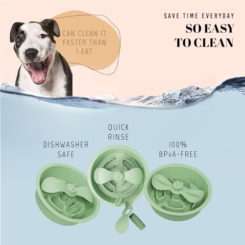 Slow Feeder Dog Bowls for Medium Breed (Petal Feeder Green / 1.5 Cup - Fit 6.4-6.7'' Feeder Holes)