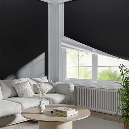 Portable Blackout Shades for Windows (38"W x 72"L (Pack of 1) / Black)