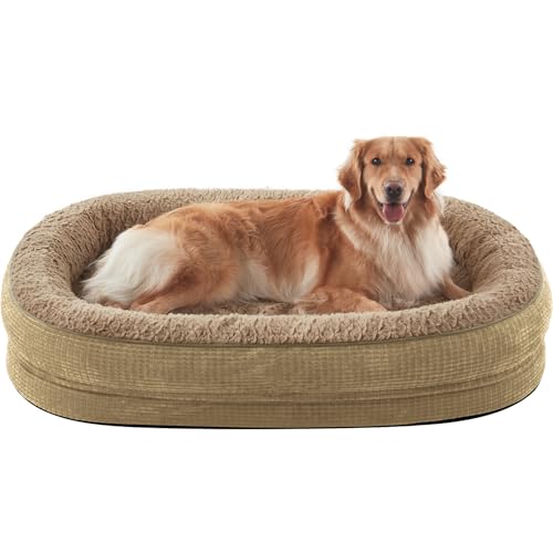 Orthopedic Dog Beds Large Sized Dog (Light Brown / 45"l X 32"w X 7.5"th)