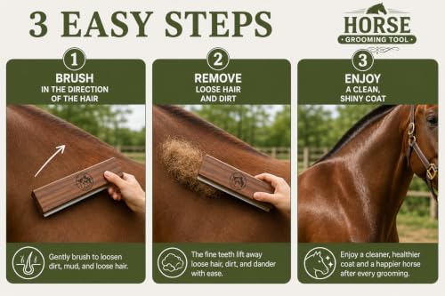 I.N 8 Inch Desheding Brush for Dog & Horses Remove loose Hair & Undercoat Deshedding Tools for Large Dogs (8 Inch)