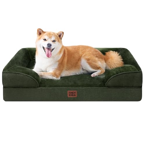 Orthopedic Dog Beds Large Sized Dog (Dark Green / 35.0"l X 22.0"w X 6.5"th)