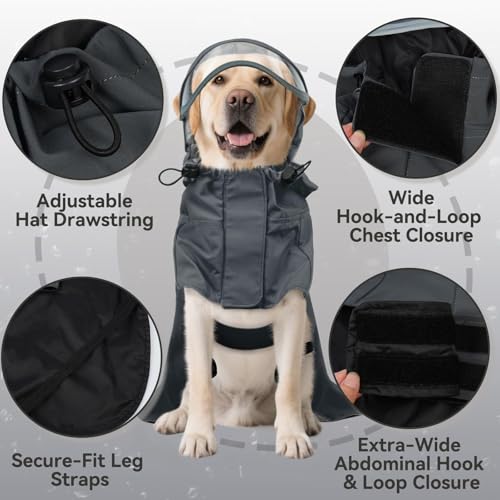 Waterproof Dog Raincoat with Hood (Grey / Small)