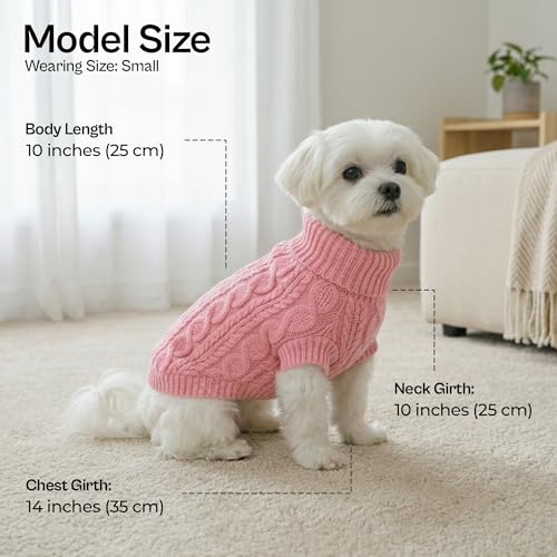 Pull Over Dog Sweater (S / Cable Knit Pink)