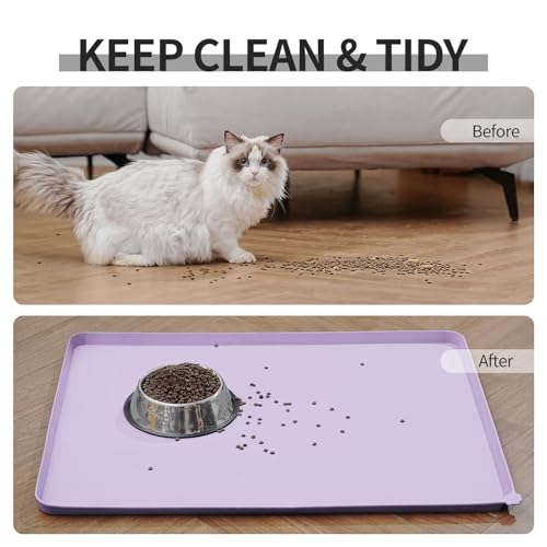 Silicone Pet Feeding Mat (Hibiscus Purple / 22" x 14")