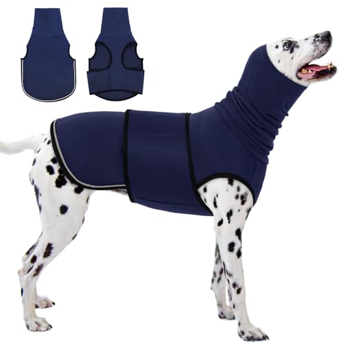Reflective & Soft Dog Anxiety Vest with Ear Wraps for Thunderstorm (Nave Blue / X-Large)