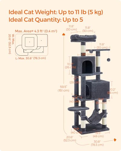 Cat Tree 59.5 (59.5 Inches / Smoky Gray)