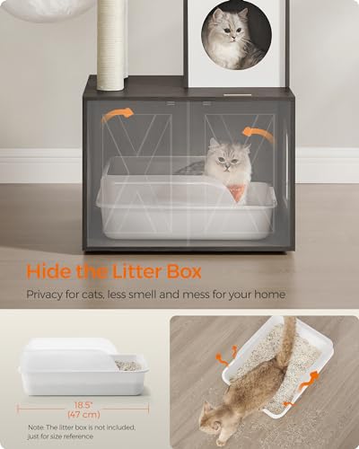 Cat Tree with Litter Box Enclosure (Misty Gray)