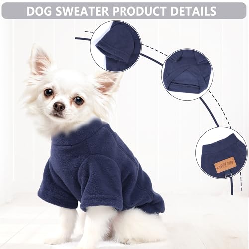 2 Pack Dog Sweaters with Leash Ring Warm Fleece Dogs Sweatshirt for Small Medium Dogs Pet Puppy Coat Apparel Outfits Winter Dog Clothes for Chihuahua (Navy+Grey / Medium)