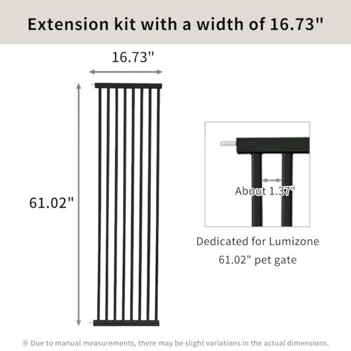 Extra Tall Cat Gate Extension Kit 61.02" High 16.73" Wide Black (61.02" H-black / 16.73" W, Extension)