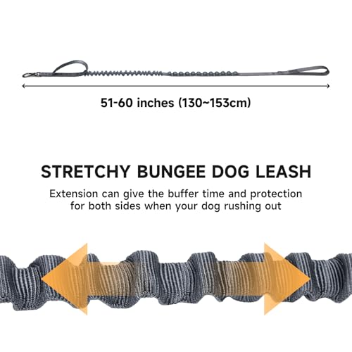 Tactical Military Bungee Nylon Dog Leash Adjustable (Grey)