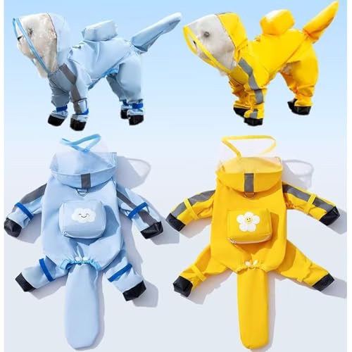 Dog Raincoat with Boots (Yellow Flower (detachable tail) / S (3-5lb))