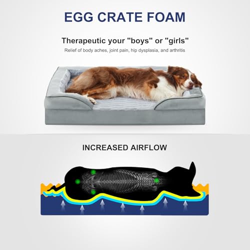 Orthopedic Supportive Large Dog Bed (42.0''l x 32.0''w x 6.5''th / Light Grey)