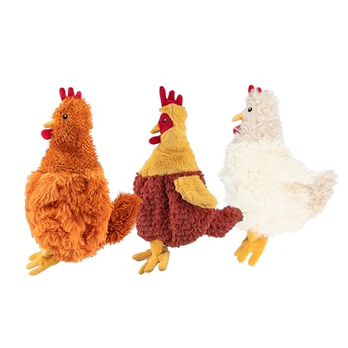 Interactive Squeaky Dog Chew Toy (Crinkle Chicken (Brown, Beige, Wine Red) / Large)